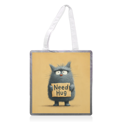 Need hug! - printed canvas tote bag by DejaReve