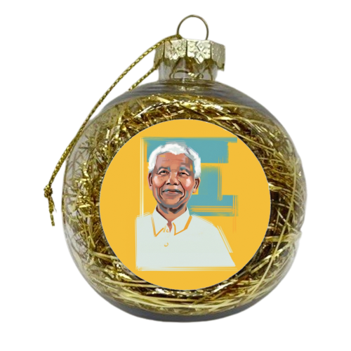 Nelson Mandela - xmas bauble by Rebecca Sampson