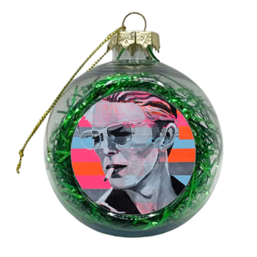 Neon Bowie - xmas bauble by Kirstie Taylor