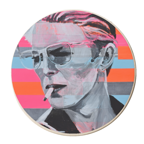 Neon Bowie - personalised beer coaster by Kirstie Taylor
