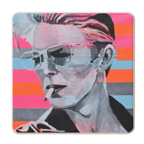 Neon Bowie - personalised beer coaster by Kirstie Taylor