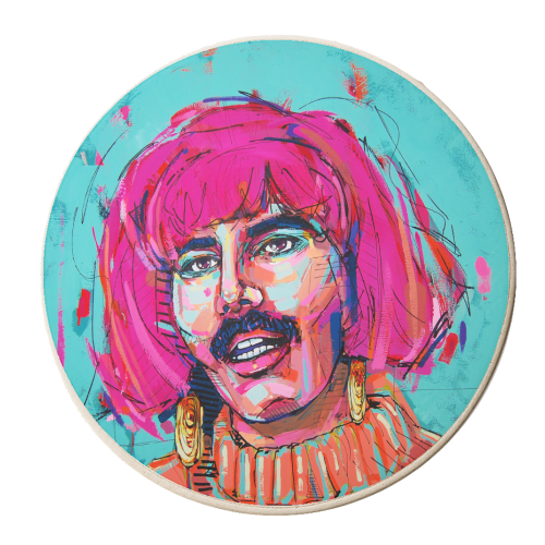 Neon Freddie - personalised beer coaster by Laura Selevos