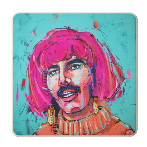 Neon Freddie - personalised beer coaster by Laura Selevos