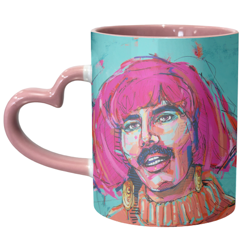 Neon Freddie - unique mug by Laura Selevos