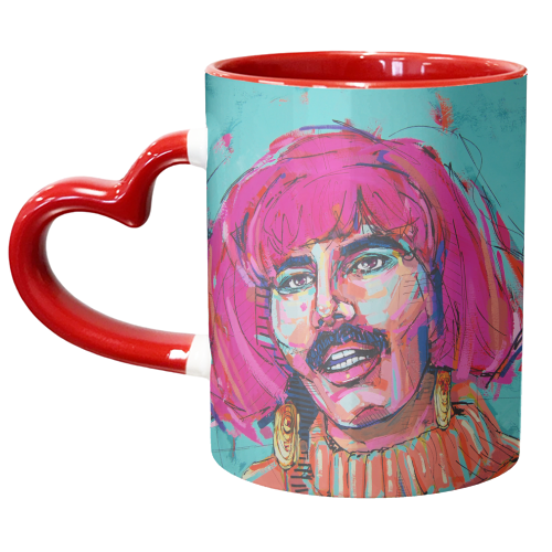 Neon Freddie - unique mug by Laura Selevos