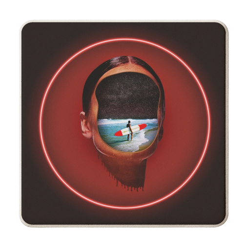 Neon Girl - personalised beer coaster by taudalpoi