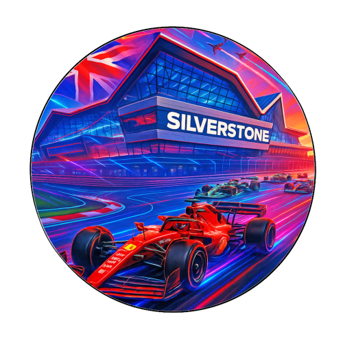 Neon Race Track - Circle Sticker by Ms Doodle