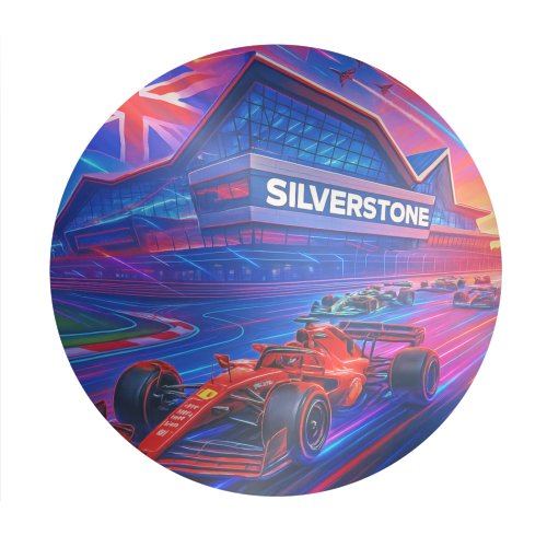 Neon Race Track - Circle Sticker by Ms Doodle