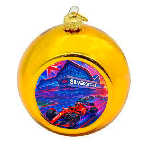Neon Race Track - colourful christmas bauble by Ms Doodle