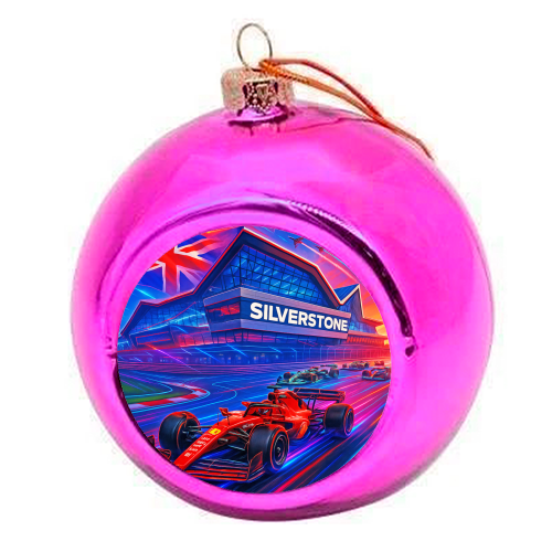 Neon Race Track - colourful christmas bauble by Ms Doodle