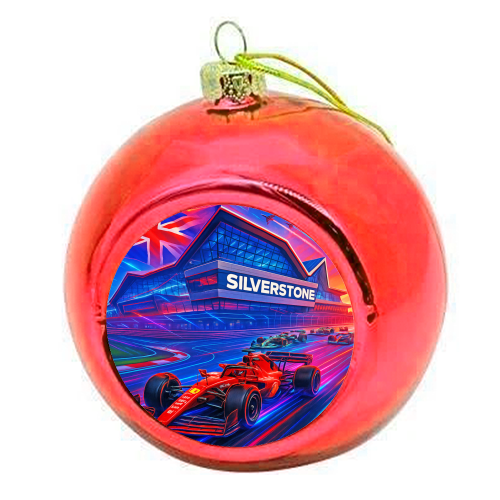Neon Race Track - colourful christmas bauble by Ms Doodle