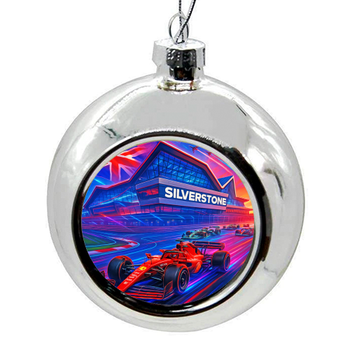 Neon Race Track - colourful christmas bauble by Ms Doodle