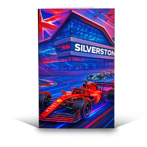 Neon Race Track - funny greeting card by Ms Doodle