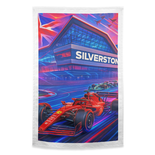 Neon Race Track - funny tea towel by Ms Doodle