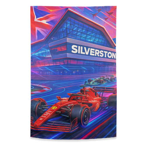 Neon Race Track - funny tea towel by Ms Doodle