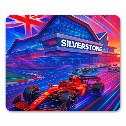 Neon Race Track - mouse mat by Ms Doodle