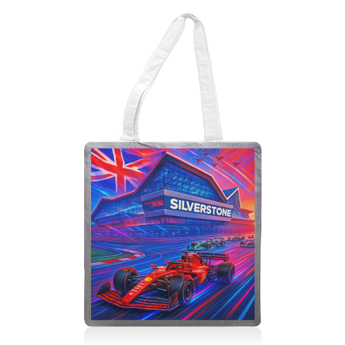 Neon Race Track - printed canvas tote bag by Ms Doodle