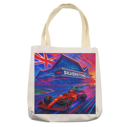 Neon Race Track - printed canvas tote bag by Ms Doodle