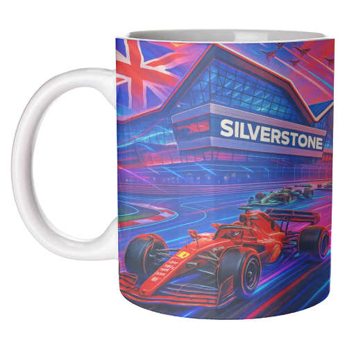 Neon Race Track - unique mug by Ms Doodle