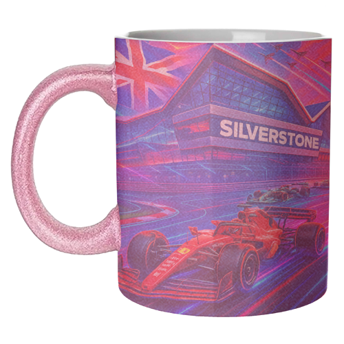 Neon Race Track - unique mug by Ms Doodle