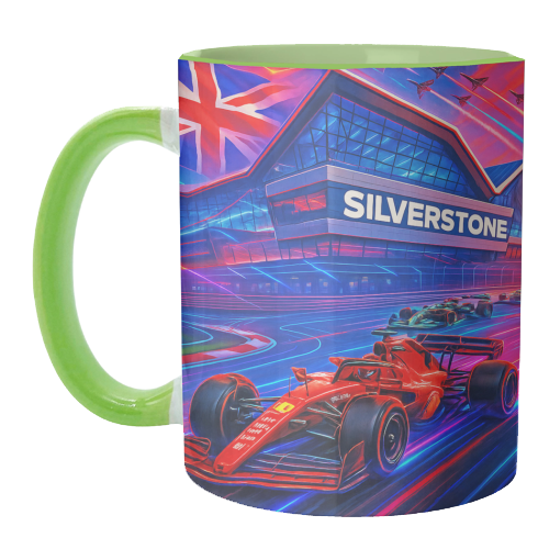Neon Race Track - unique mug by Ms Doodle