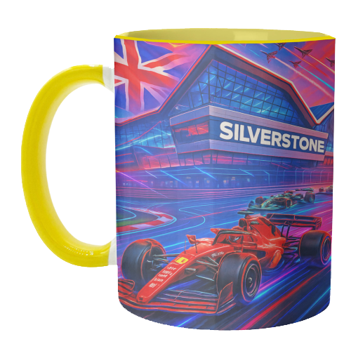 Neon Race Track - unique mug by Ms Doodle