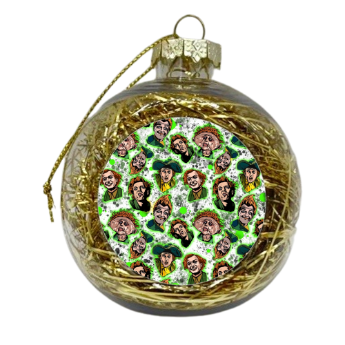 Neon Splatter Drop Dead Fred The Many Faces Of Rik Mayall - xmas bauble by Wallace Elizabeth