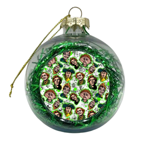 Neon Splatter Drop Dead Fred The Many Faces Of Rik Mayall - xmas bauble by Wallace Elizabeth