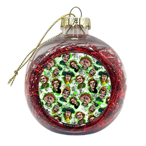 Neon Splatter Drop Dead Fred The Many Faces Of Rik Mayall - xmas bauble by Wallace Elizabeth