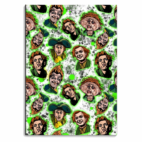 Neon Splatter Drop Dead Fred The Many Faces Of Rik Mayall - personalised A4, A5, A6 notebook by Wallace Elizabeth