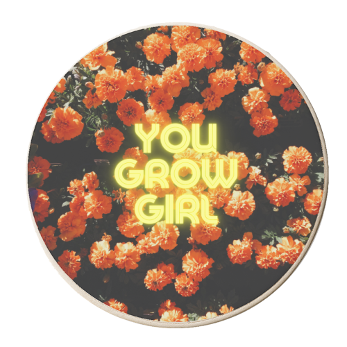 Neon You Grow Girl - personalised beer coaster by OhMC! Designs