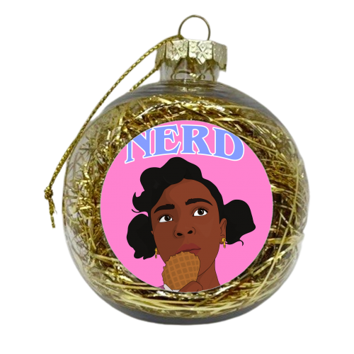 Nerd (Pink) - xmas bauble by Pink and Pip