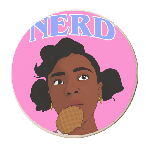 Nerd (Pink) - personalised beer coaster by Pink and Pip