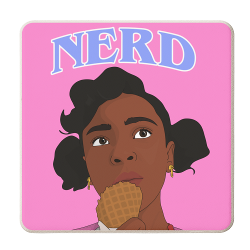 Nerd (Pink) - personalised beer coaster by Pink and Pip