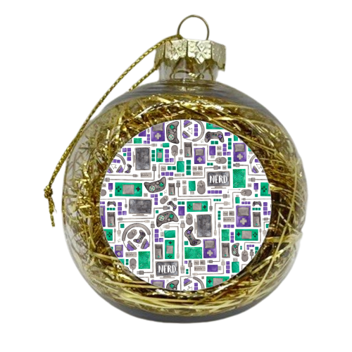 Nerdy Gamer Pattern - xmas bauble by elena o'neill