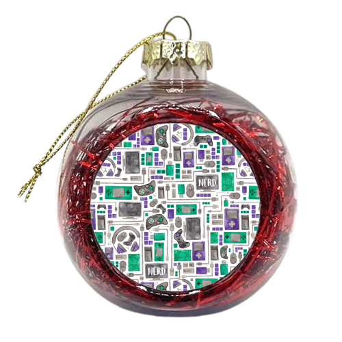 Nerdy Gamer Pattern - xmas bauble by elena o'neill