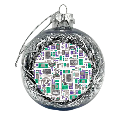 Nerdy Gamer Pattern - xmas bauble by elena o'neill