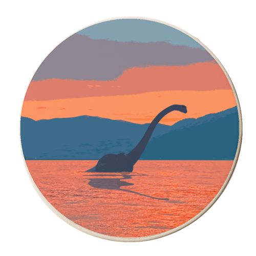 Nessie at sunset - personalised beer coaster by AP