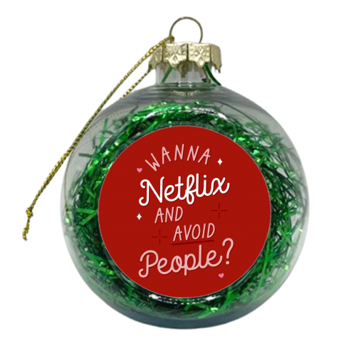Netflix and chill print - xmas bauble by The Girl Next Draw