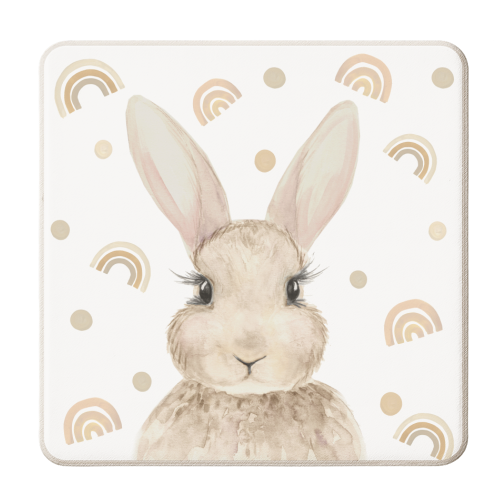 neutral baby bunny rabbit - personalised beer coaster by Beth Reed