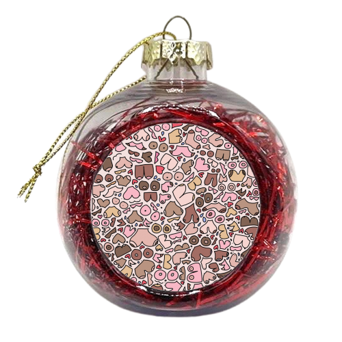 Neutral pink boob pattern - xmas bauble by andrea zuza