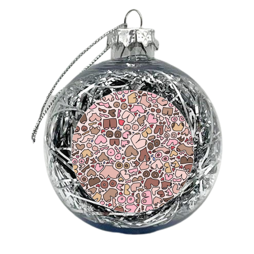 Neutral pink boob pattern - xmas bauble by andrea zuza