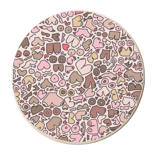 Neutral pink boob pattern - personalised beer coaster by andrea zuza