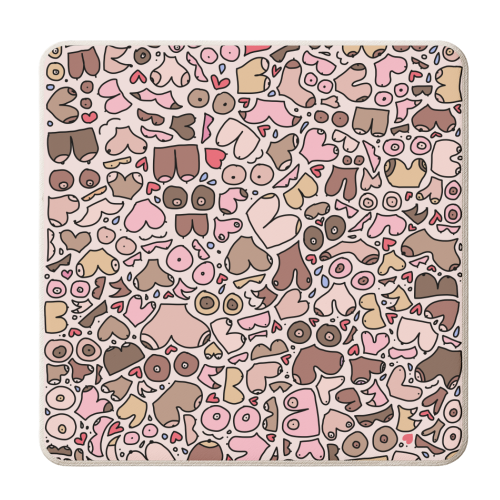 Neutral pink boob pattern - personalised beer coaster by andrea zuza