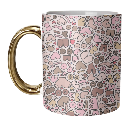 Neutral pink boob pattern - unique mug by andrea zuza