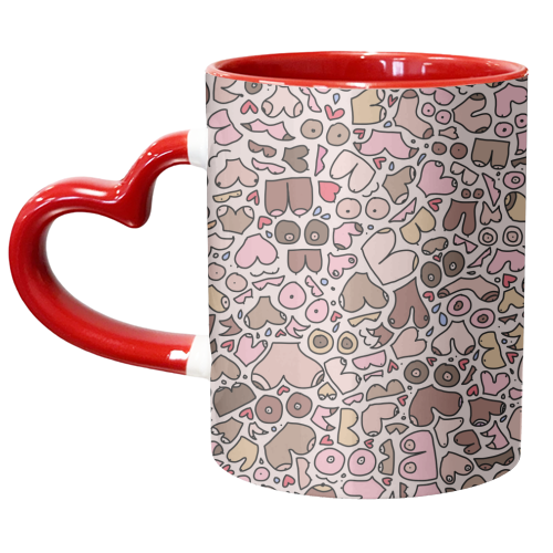 Neutral pink boob pattern - unique mug by andrea zuza