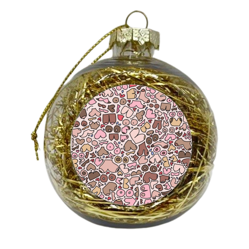 Neutral pink boob pattern - xmas bauble by andrea zuza