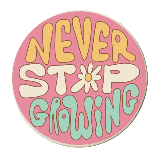 Never Stop Growing Hippy Style Design - personalised beer coaster by AbiGoLucky