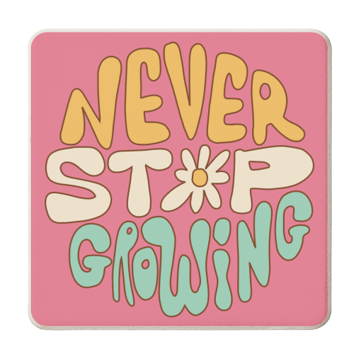 Never Stop Growing Hippy Style Design - personalised beer coaster by AbiGoLucky
