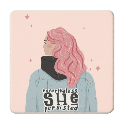 Nevertheless, She persisted - personalised beer coaster by Alice Palazon